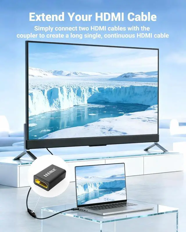 Alt view image 2 of 7 - HDMI Coupler 8K, Female to Female 2.1 HDMI Adapter, Connector 8K@60Hz / 4K@120Hz HDR Extender for HDTV, Laptop, PC, Monitor, Roku TV, 1 Pack