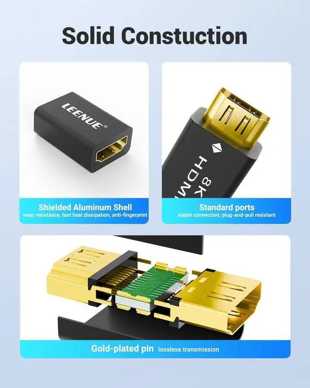 Alt view image 6 of 7 - HDMI Coupler 8K, Female to Female 2.1 HDMI Adapter, Connector 8K@60Hz / 4K@120Hz HDR Extender for HDTV, Laptop, PC, Monitor, Roku TV, 1 Pack