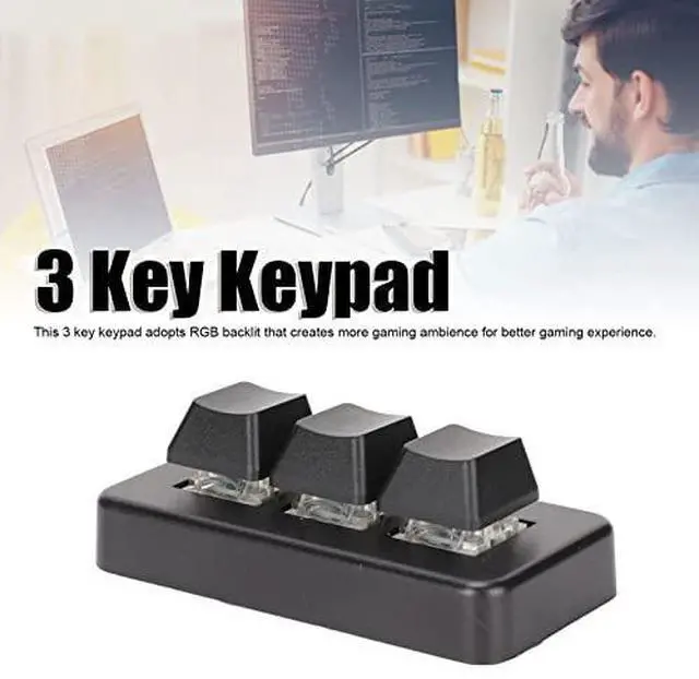 Alt view image 3 of 7 - 3 Key Keypad, ABS RGB Backlit Mini 3 Keys USB Interface Keypad Mechanical Programmable Plug and Play Macro Keypad for Computer (Black)