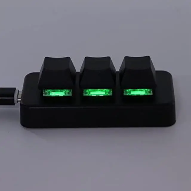 Alt view image 4 of 7 - 3 Key Keypad, ABS RGB Backlit Mini 3 Keys USB Interface Keypad Mechanical Programmable Plug and Play Macro Keypad for Computer (Black)