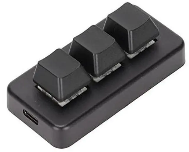 Alt view image 7 of 7 - 3 Key Keypad, ABS RGB Backlit Mini 3 Keys USB Interface Keypad Mechanical Programmable Plug and Play Macro Keypad for Computer (Black)