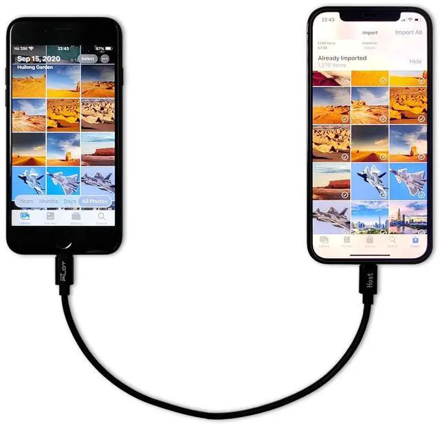 Main image of Compatible for iPhone to i-Phone Transfer Cable Male to Male Data Migration, iOS 14 to 8 pin OTG Cable Sync Photo/Video Wired Cord, for iPhone 14/13/12 Mini/Pro Max/11/Xs/Xr/8 Series - 0.8ft