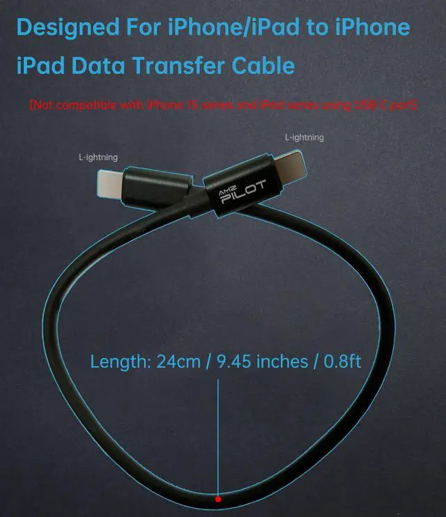 Alt view image 3 of 6 - Compatible for iPhone to i-Phone Transfer Cable Male to Male Data Migration, iOS 14 to 8 pin OTG Cable Sync Photo/Video Wired Cord, for iPhone 14/13/12 Mini/Pro Max/11/Xs/Xr/8 Series - 0.8ft