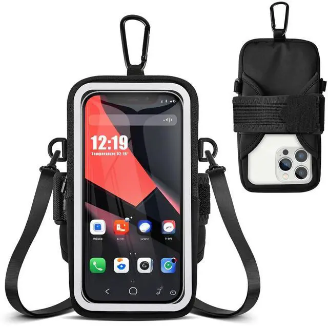Main image of Phone Holder for Running, Walking & Workout, Cell Phone Armband with Carabiner, Clear Crossbody Phone Pouch Purse with Adjustable Lanyard for iPhone and Android - Suitable for Women and Men