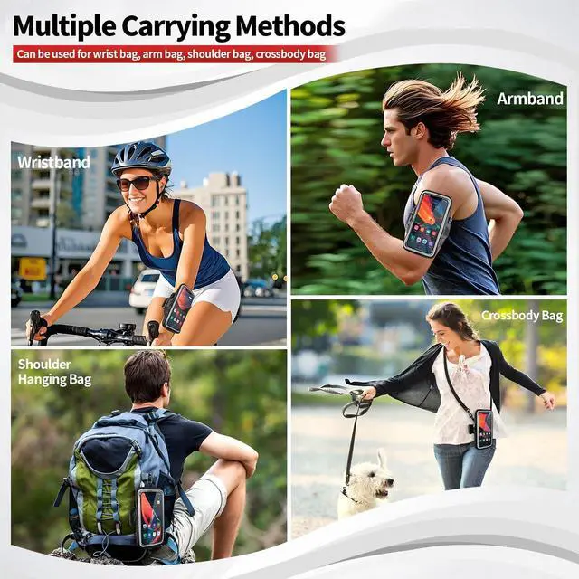 Alt view image 2 of 7 - Phone Holder for Running, Walking & Workout, Cell Phone Armband with Carabiner, Clear Crossbody Phone Pouch Purse with Adjustable Lanyard for iPhone and Android - Suitable for Women and Men
