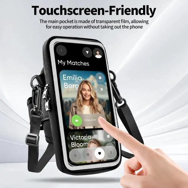 Alt view image 3 of 7 - Phone Holder for Running, Walking & Workout, Cell Phone Armband with Carabiner, Clear Crossbody Phone Pouch Purse with Adjustable Lanyard for iPhone and Android - Suitable for Women and Men