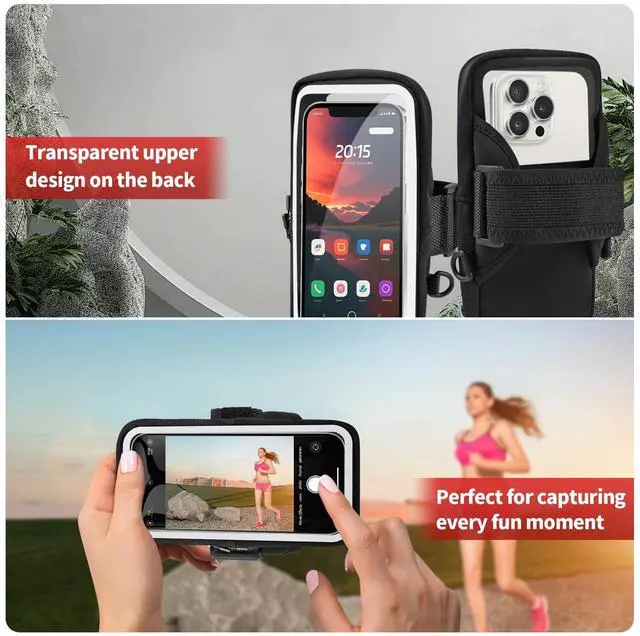 Alt view image 4 of 7 - Phone Holder for Running, Walking & Workout, Cell Phone Armband with Carabiner, Clear Crossbody Phone Pouch Purse with Adjustable Lanyard for iPhone and Android - Suitable for Women and Men