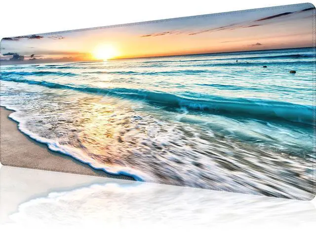 Main image of Large Mouse Pad Gaming Mousepad XL Sunrise Beach Wave Desk Mat Mouse Pad Long 31.5x11.8 in Extended Big Mousepad Waterproof Desk Pad with Non-Slip Base and Stitched Edges Computer Keyboard Mat