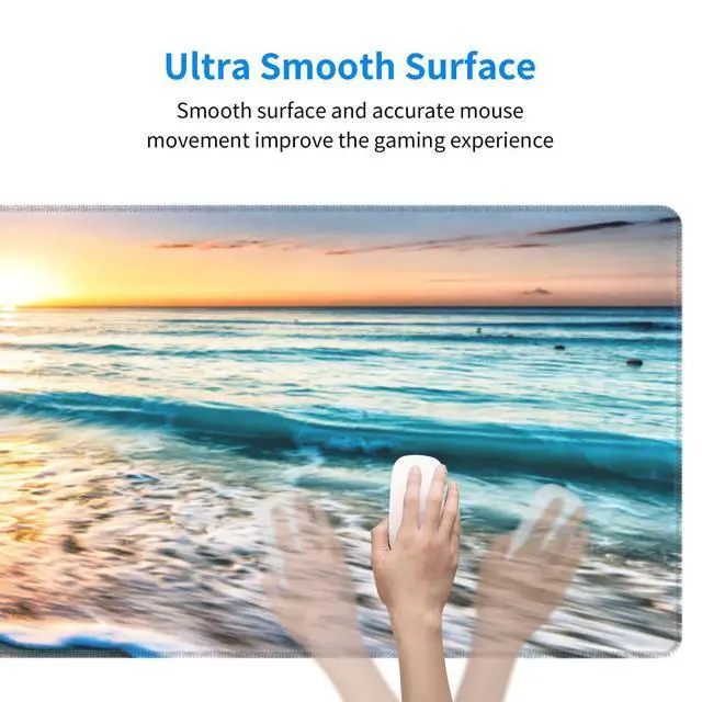 Alt view image 5 of 7 - Large Mouse Pad Gaming Mousepad XL Sunrise Beach Wave Desk Mat Mouse Pad Long 31.5x11.8 in Extended Big Mousepad Waterproof Desk Pad with Non-Slip Base and Stitched Edges Computer Keyboard Mat