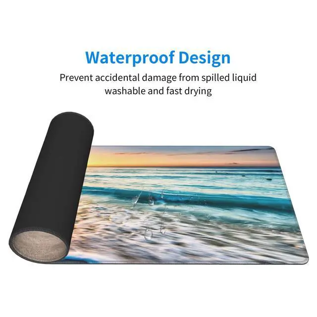 Alt view image 6 of 7 - Large Mouse Pad Gaming Mousepad XL Sunrise Beach Wave Desk Mat Mouse Pad Long 31.5x11.8 in Extended Big Mousepad Waterproof Desk Pad with Non-Slip Base and Stitched Edges Computer Keyboard Mat