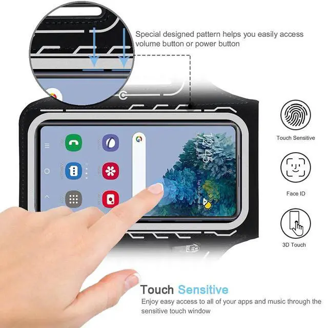 Alt view image 2 of 7 - Armband for Samsung Galaxy S26 S25 S24 S23 S22 Ultra/Plus/FE, Gym Running Workouts Arm Band with Earbuds Holder (Black)