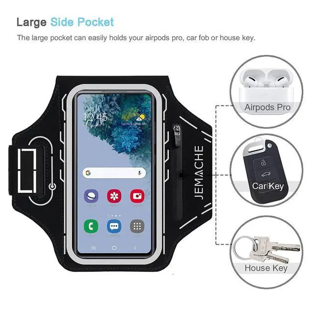 Alt view image 5 of 7 - Armband for Samsung Galaxy S26 S25 S24 S23 S22 Ultra/Plus/FE, Gym Running Workouts Arm Band with Earbuds Holder (Black)