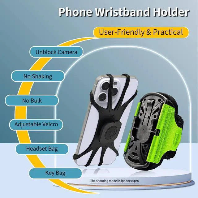 Alt view image 5 of 7 - Wristband Phone Holder for Running,360° Rotatable & Upgrade Anti-Drop Suitable for Mobile PhonesFits All 4-6.5 Inch, scanners, Portable Computers, and PDAs(Green)