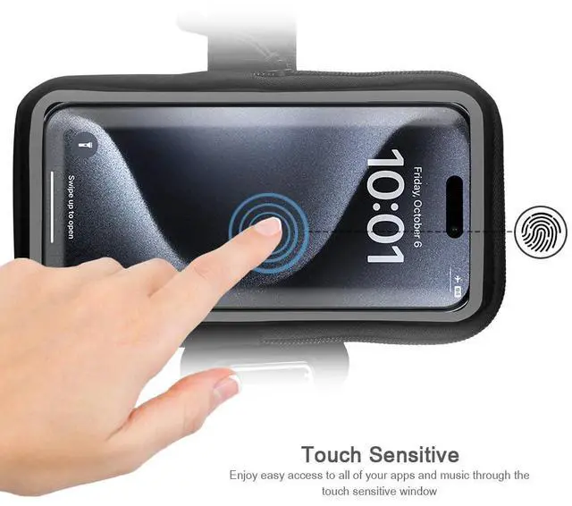 Alt view image 2 of 7 - Running Armband for iPhone 17 16 15 14 13 Pro Max/Plus, Samsung Galaxy S26 S25 S24 Ultra/Plus, G Buckle Workouts Phone Arm Band Bag (Black, L)