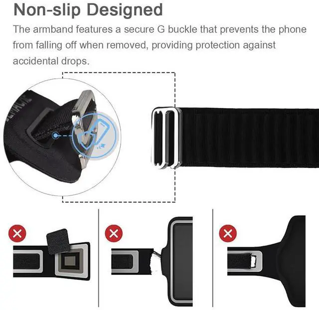 Alt view image 4 of 7 - Running Armband for iPhone 17 16 15 14 13 Pro Max/Plus, Samsung Galaxy S26 S25 S24 Ultra/Plus, G Buckle Workouts Phone Arm Band Bag (Black, L)
