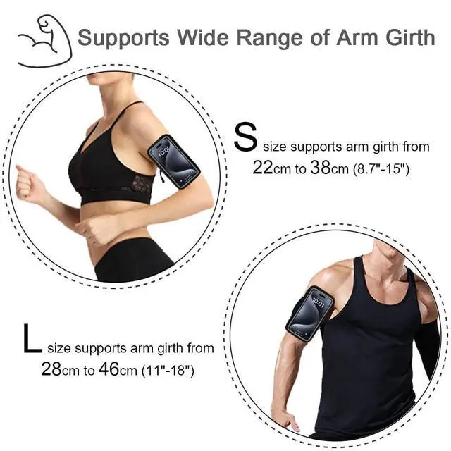 Alt view image 5 of 7 - Running Armband for iPhone 17 16 15 14 13 Pro Max/Plus, Samsung Galaxy S26 S25 S24 Ultra/Plus, G Buckle Workouts Phone Arm Band Bag (Black, L)