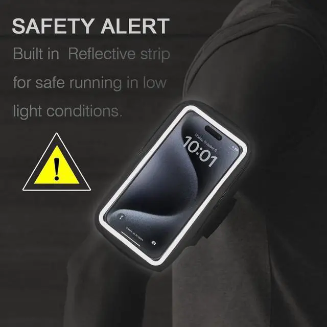 Alt view image 7 of 7 - Running Armband for iPhone 17 16 15 14 13 Pro Max/Plus, Samsung Galaxy S26 S25 S24 Ultra/Plus, G Buckle Workouts Phone Arm Band Bag (Black, L)