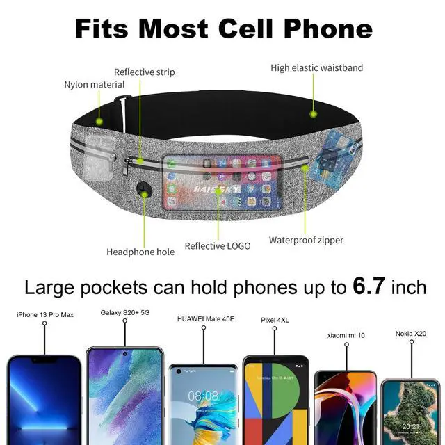Alt view image 3 of 6 - Running Belt for Men/Women - Running Fanny Pack for iPhone 17/16/15/14 Pro Max Plus Samsung Google Ultra Light Waist Pack Phone Holder for Jogging, Walking, Cycling, Workout