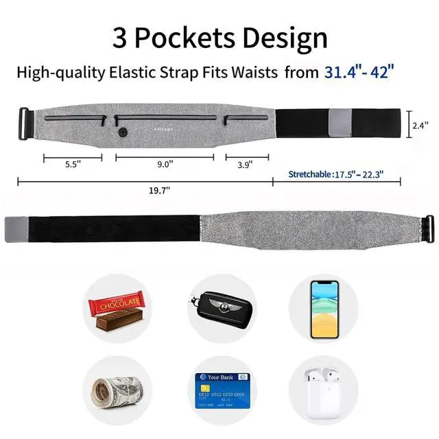 Alt view image 6 of 6 - Running Belt for Men/Women - Running Fanny Pack for iPhone 17/16/15/14 Pro Max Plus Samsung Google Ultra Light Waist Pack Phone Holder for Jogging, Walking, Cycling, Workout