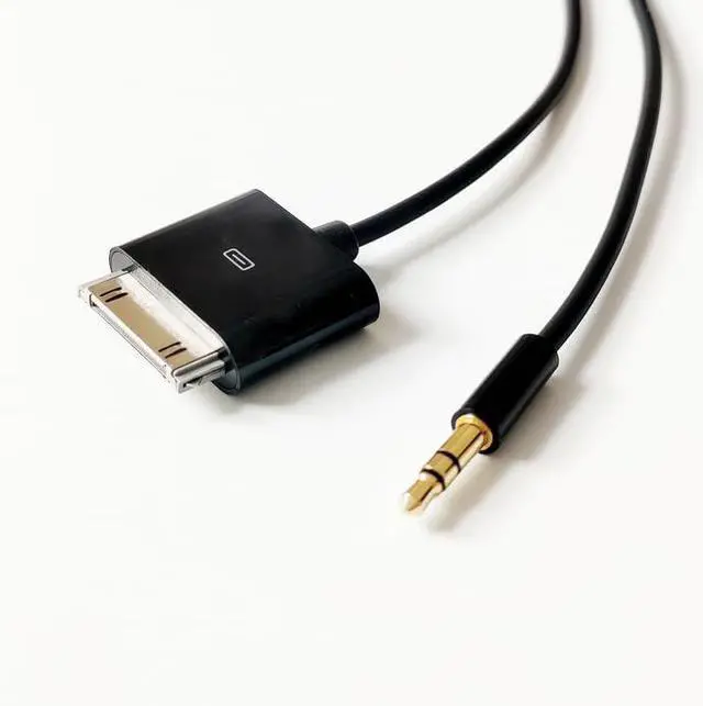 Main image of 3.5mm AUX Input to 30-Pin Male Dock Connector Cable Adapter for iPod Phone Pad 5ft Black (150CM)