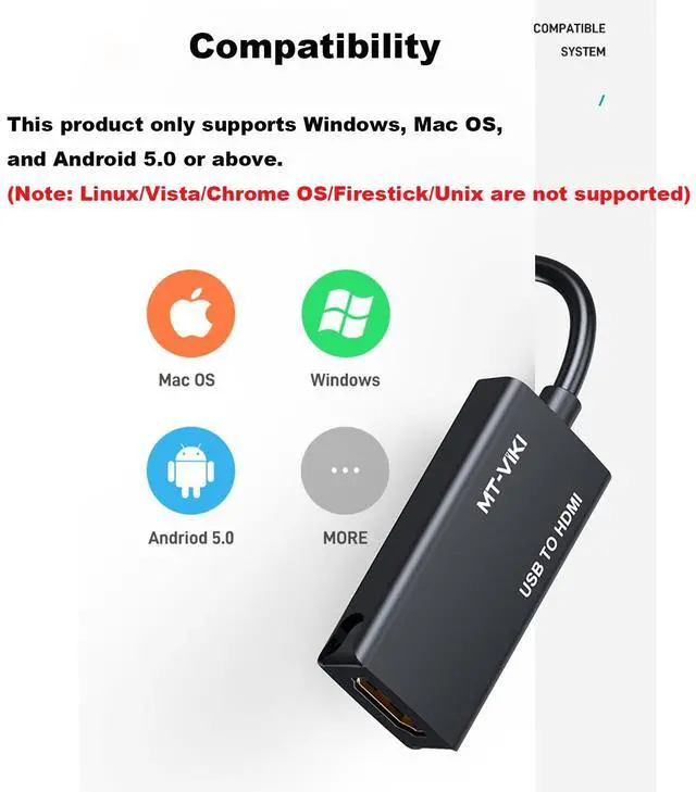 Alt view image 3 of 7 - USB 3.0 to HDMI Adapter, USB 3.0 to HDMI Male to Female Adapter, 1080P Compatible with Mac OS, Windows 10/8.1/8/7 (Uni-Directional) 1 Pack