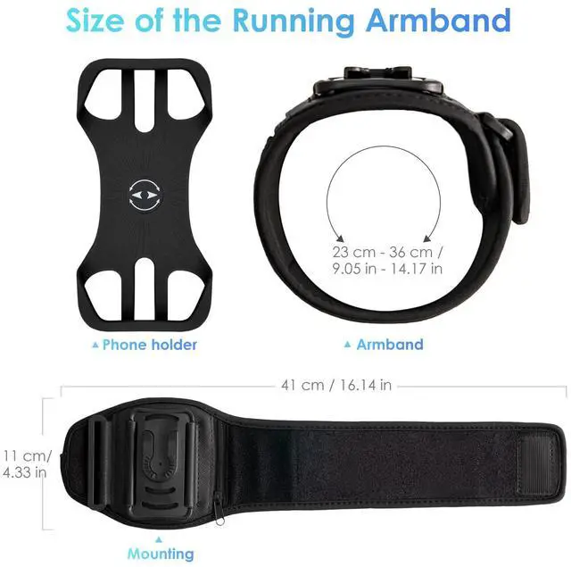 Alt view image 5 of 7 - Running Armband, 360° Rotatable & Detachable Phone Holder for Sports with Earphone/Cash Pocket, Fits 4.5-7" Smartphones for Gym, Jogging, Hiking