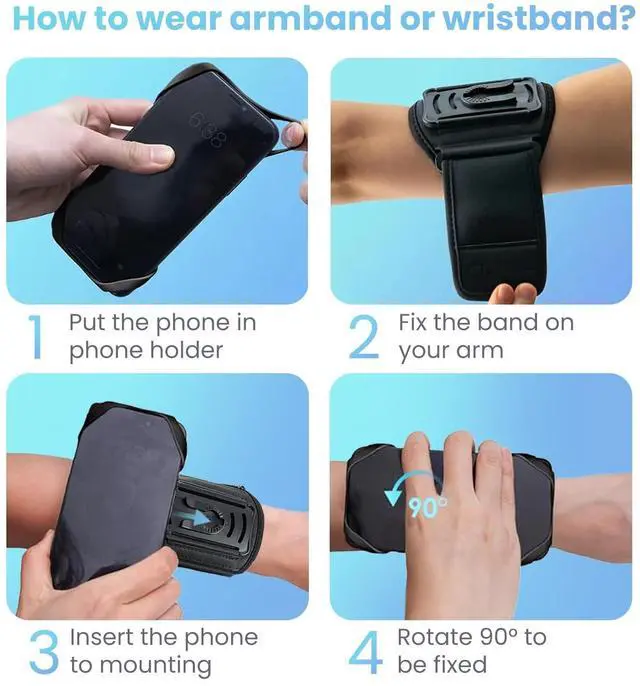Alt view image 6 of 7 - Running Armband, 360° Rotatable & Detachable Phone Holder for Sports with Earphone/Cash Pocket, Fits 4.5-7" Smartphones for Gym, Jogging, Hiking