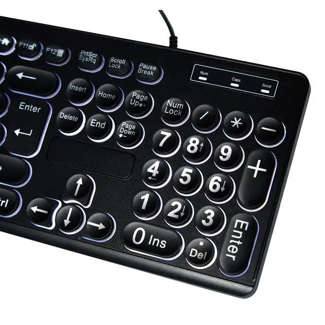 Alt view image 3 of 6 - MCSaite Wired Backlit USB Keyboard - 104 Keys Standard Full Size with White LED Large Letter Print Keyboard for Windows Desktop, Laptop, PC
