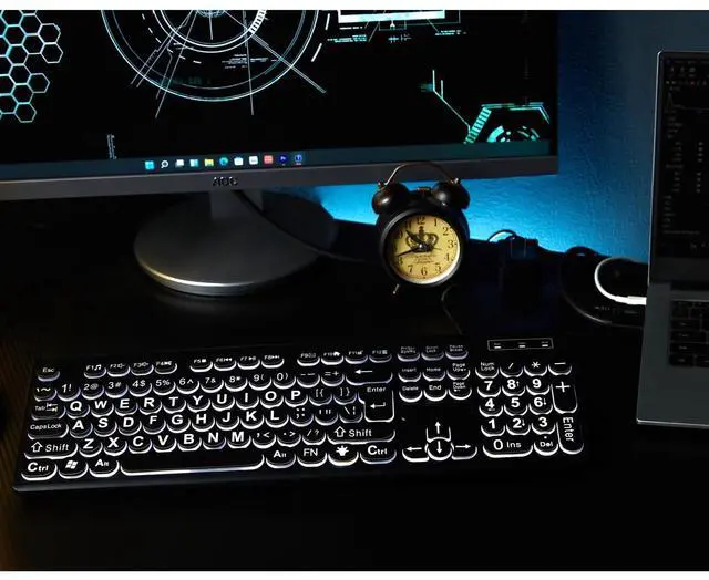 Alt view image 6 of 6 - MCSaite Wired Backlit USB Keyboard - 104 Keys Standard Full Size with White LED Large Letter Print Keyboard for Windows Desktop, Laptop, PC