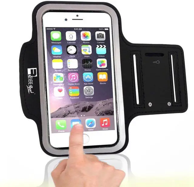 Alt view image 3 of 5 - Running Armband for iPhone SE 2020 / SE 2022 with Fingerprint ID Access. Sports Phone Arm Case Holder for Jogging, Gym Workouts