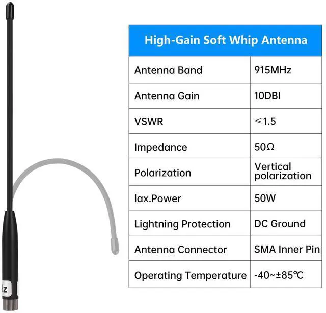 Alt view image 2 of 7 - 3 Pack 915MHz Antenna LoRa 10dBi Gain Soft Whip Antenna,Long Range high gain meshtastic Antenna 17cm Omni SMA Metal Interface Connector for Lora V3 Meshtastic eap32 915MHz OLED Board