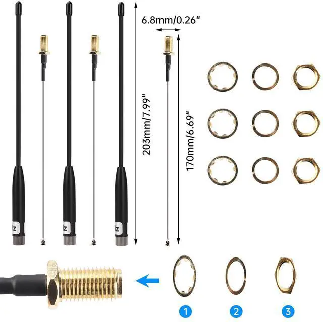 Alt view image 5 of 7 - 3 Pack 915MHz Antenna LoRa 10dBi Gain Soft Whip Antenna,Long Range high gain meshtastic Antenna 17cm Omni SMA Metal Interface Connector for Lora V3 Meshtastic eap32 915MHz OLED Board
