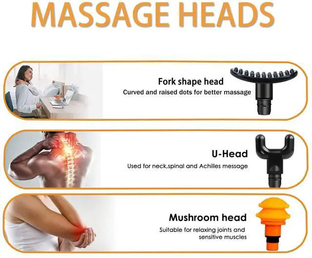 Alt view image 7 of 7 - Massage Gun Heads, Replaceable Massager Gun Attachment 9 Different Muscle Massager Heads for 18-19mm Deep Tissue Percussion Massage Head s