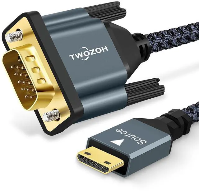 Main image of Mini HDMI to VGA Cable 3.3FT, Gold-Plated & Braided Mini HDMI VGA (Male to Male) Compatible for Ultrabooks, notebooks, Tablets, Cameras and camcorders