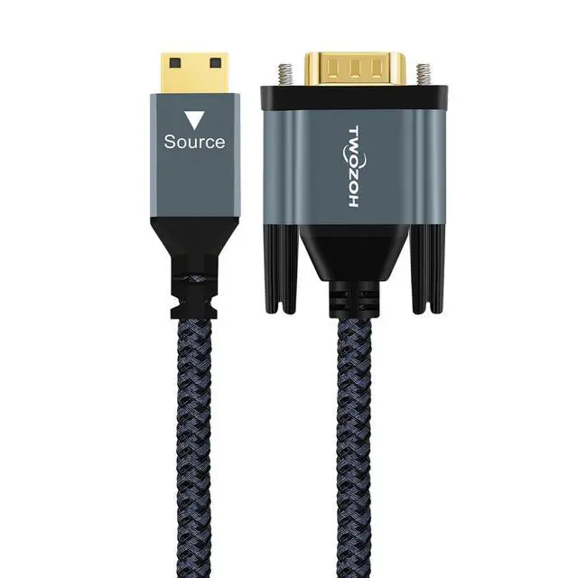 Alt view image 7 of 7 - Mini HDMI to VGA Cable 3.3FT, Gold-Plated & Braided Mini HDMI VGA (Male to Male) Compatible for Ultrabooks, notebooks, Tablets, Cameras and camcorders