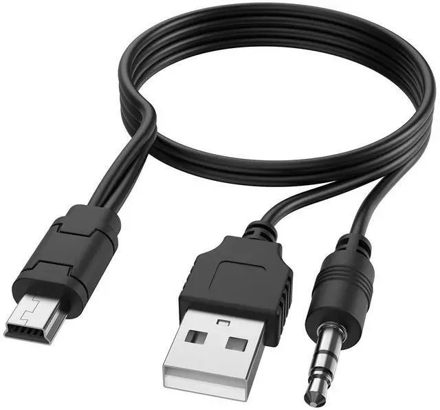 Main image of 1.67ft USB2.0 Charging Cord to Mini B Male and 3.5mm Jack Plug Audio Cable for iHome IHM60 IHM61 IHM59 Speakers MP3/MP4 Bluetooth Speaker (Mini USB)