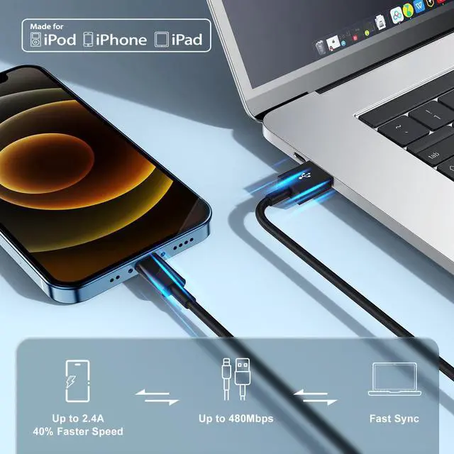 Alt view image 2 of 7 - 3ft iPhone Charger, USB A to Lightning Charging Cord, 3 Feet Original Lightning to USB Cable, 3 Foot iPhone Charging Cable for iPhone 14 Pro Max/14/13 Pro/13/12 Mini/11/XS/XR/8/7/6S/5/SE,iPad
