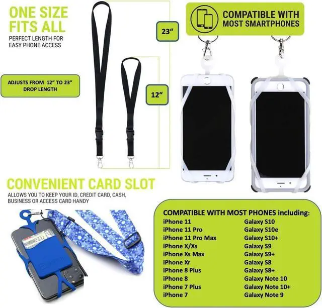 Alt view image 4 of 6 - Cell Phone Lanyard with Adjustable Neck Strap Compatible with iPhone Galaxy & Most Smartphones