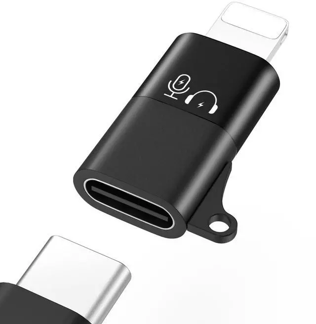 Main image of for DJI Mic Mini USB C to Lighting Phone Adapter - Lightning to USB-C Audio Adapter for iPhone 14/13/12/11/Apple EarPods/Wireless Mic Receiver/Phone, Support Charging -1 Pack, Black