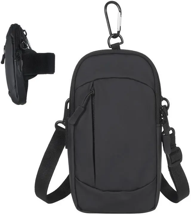Main image of Phone Holder Arm Bands, Black Phone Pouch Crossbody, Lightweight Small Phones Purse for Running Hiking Travel Workout, Adjustable Running Phones Holder for Gym Men Women