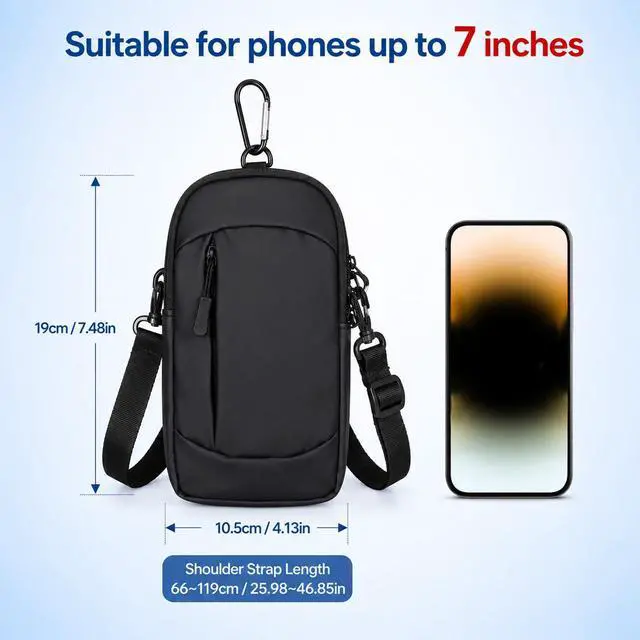 Alt view image 2 of 7 - Phone Holder Arm Bands, Black Phone Pouch Crossbody, Lightweight Small Phones Purse for Running Hiking Travel Workout, Adjustable Running Phones Holder for Gym Men Women
