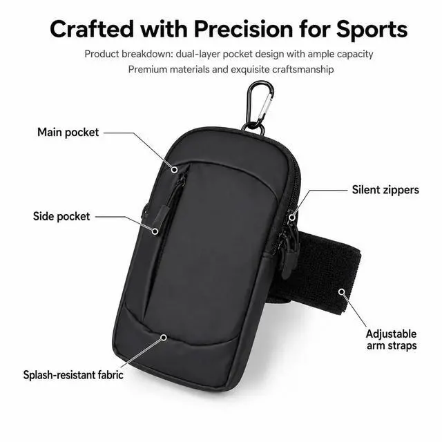 Alt view image 3 of 7 - Phone Holder Arm Bands, Black Phone Pouch Crossbody, Lightweight Small Phones Purse for Running Hiking Travel Workout, Adjustable Running Phones Holder for Gym Men Women