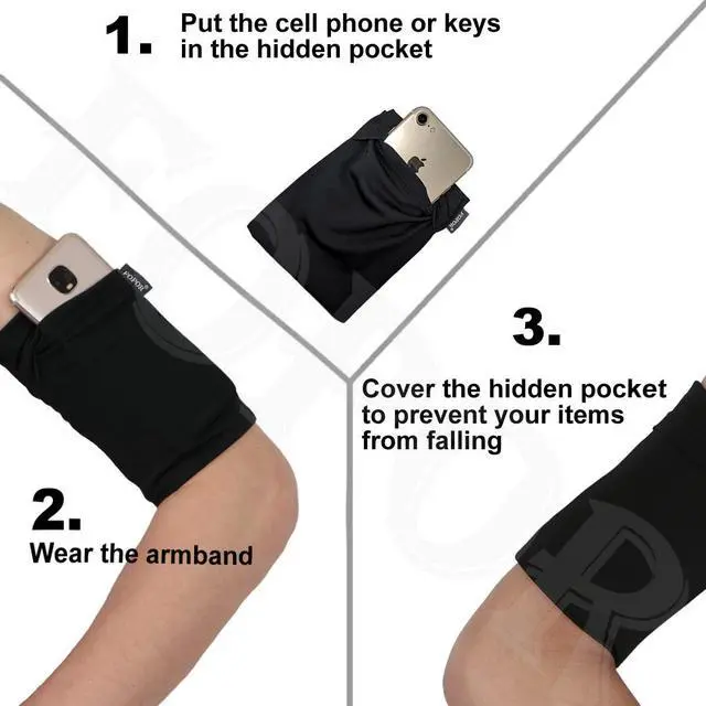 Alt view image 4 of 5 - Smaller Thinner XSmall Cell Phone Armband for Fitness Workouts Gym Exercise Working Out Training Marathon Walking Skating Riding Cycling Gardening Yoga Armband Sleeve for Thin Women Men/XSmall/Black