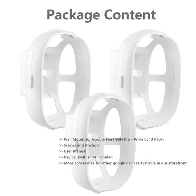 Alt view image 5 of 7 - Wall Mount for Google Nest WiFi Pro 6E, Ceiling Mount with Cord Management, Easy Installation, 3 Pack (Router not Included)