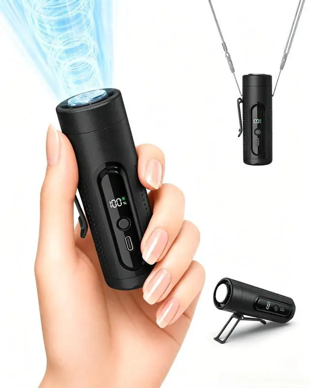 Main image of Mini Turbo Handheld Cooling Fan, 17000RPM 5-Speed Clip On Fan with Ice Cooling Plate, Long Battery & LED Display, Portable Pocket Waist Belt Fan for Travel Camping Hiking, Gifts for Men Women(Black)
