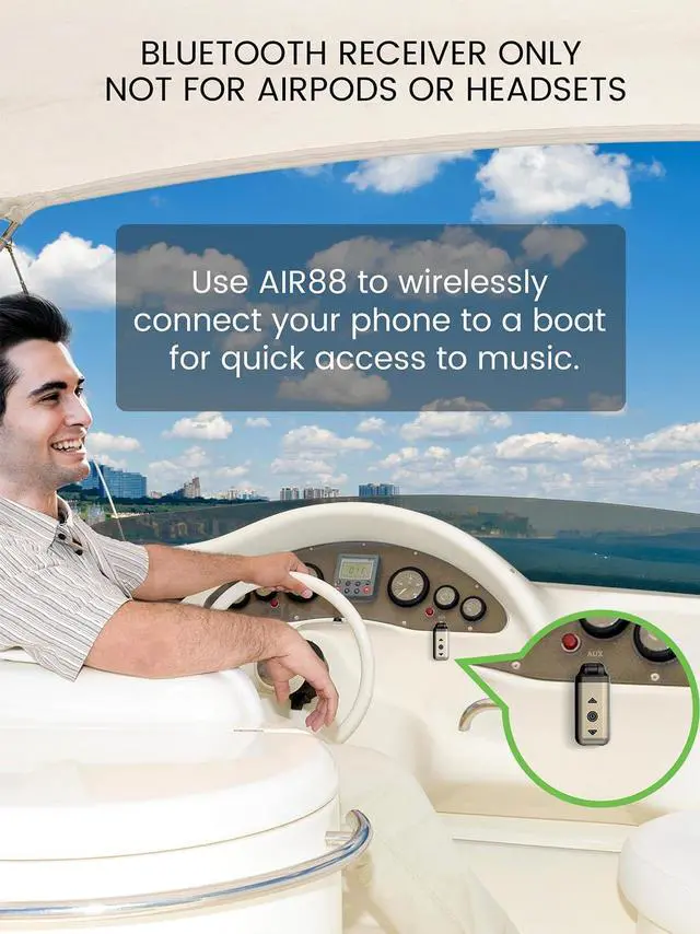 Alt view image 5 of 7 - Air88 Bluetooth 5.4 Aux Adapter, 180° Swivel 3.5mm Jack Receiver for Car Home Stereo, Handsfree Calls, 12 Hours Battery, HiFi Sound, Solid Metal Case