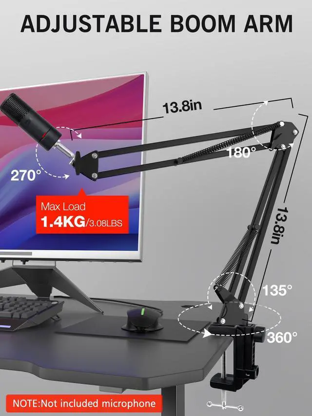 Alt view image 3 of 7 - SoloCast 2 Mic Arm with Pop Filter Windscreen - Gaming Microphone Stand Compatible with SoloCast 2, Mic Stand with Foam Cover