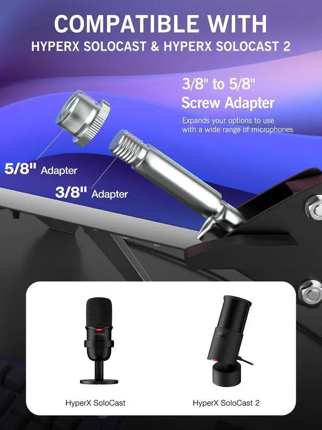 Alt view image 2 of 7 - SoloCast 2 Mic Arm with Pop Filter Windscreen - Gaming Microphone Stand Compatible with SoloCast 2, Mic Stand with Foam Cover