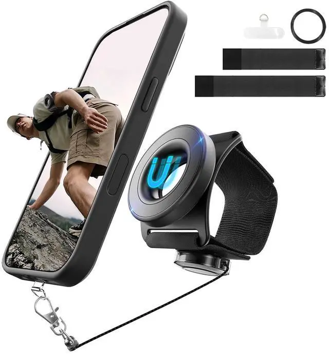 Main image of Running Phone Armband&Wristband Holder, Upgraded N52 Magnetic Telescopic Anti-Drop Lanyard, 360° Rotatable Strap for iPhone Samsung Android