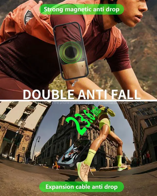 Alt view image 2 of 7 - Running Phone Armband&Wristband Holder, Upgraded N52 Magnetic Telescopic Anti-Drop Lanyard, 360° Rotatable Strap for iPhone Samsung Android